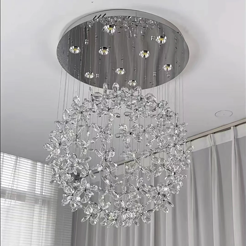 Butterfly ceiling chandelier lamp for girl bedroom living room round buckle crystal led hanging light dining room modern fixture