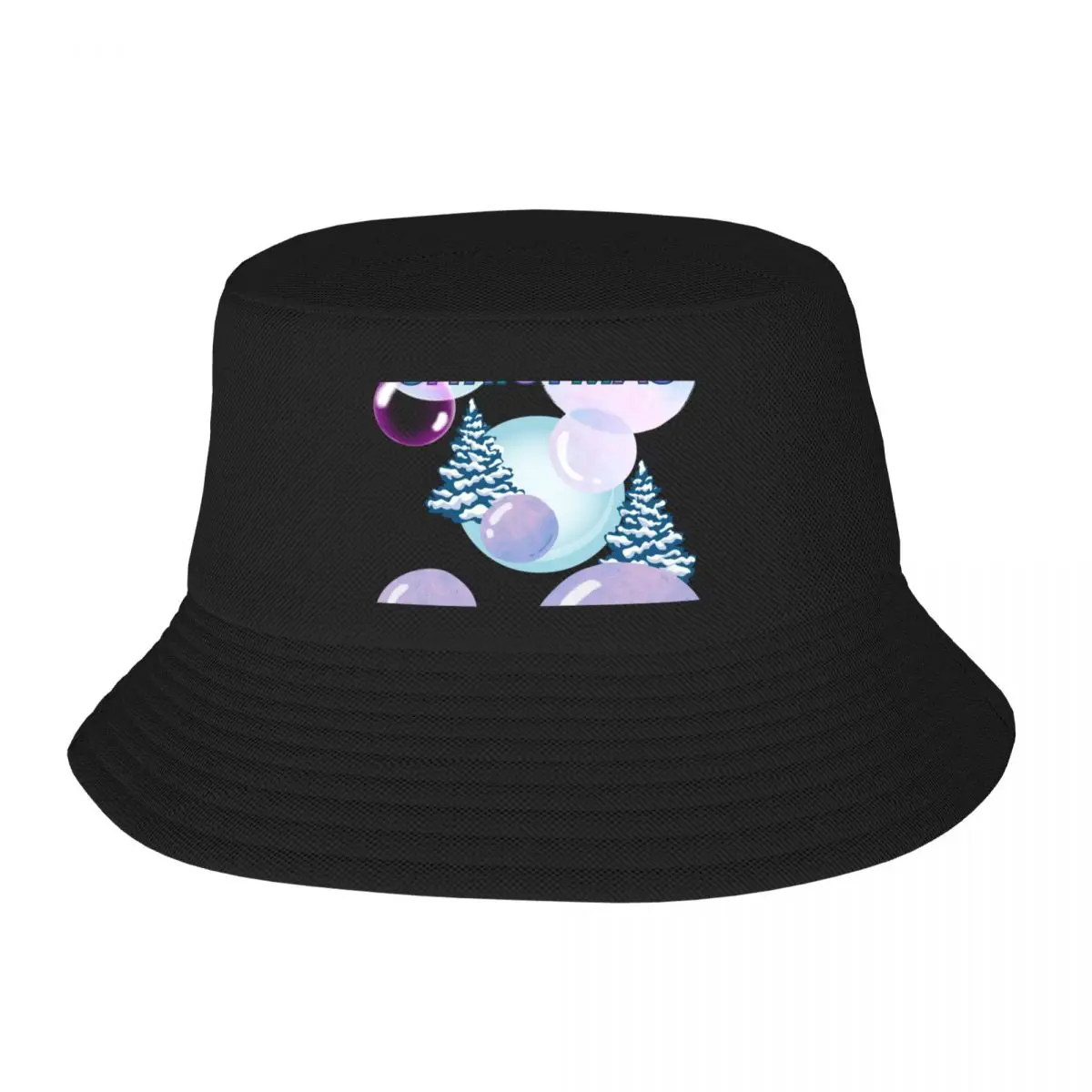 

Christmas trees floating on soft bubbles Bucket Hat Big Size Hat Hip Hop Designer Hat Women Hats Men's