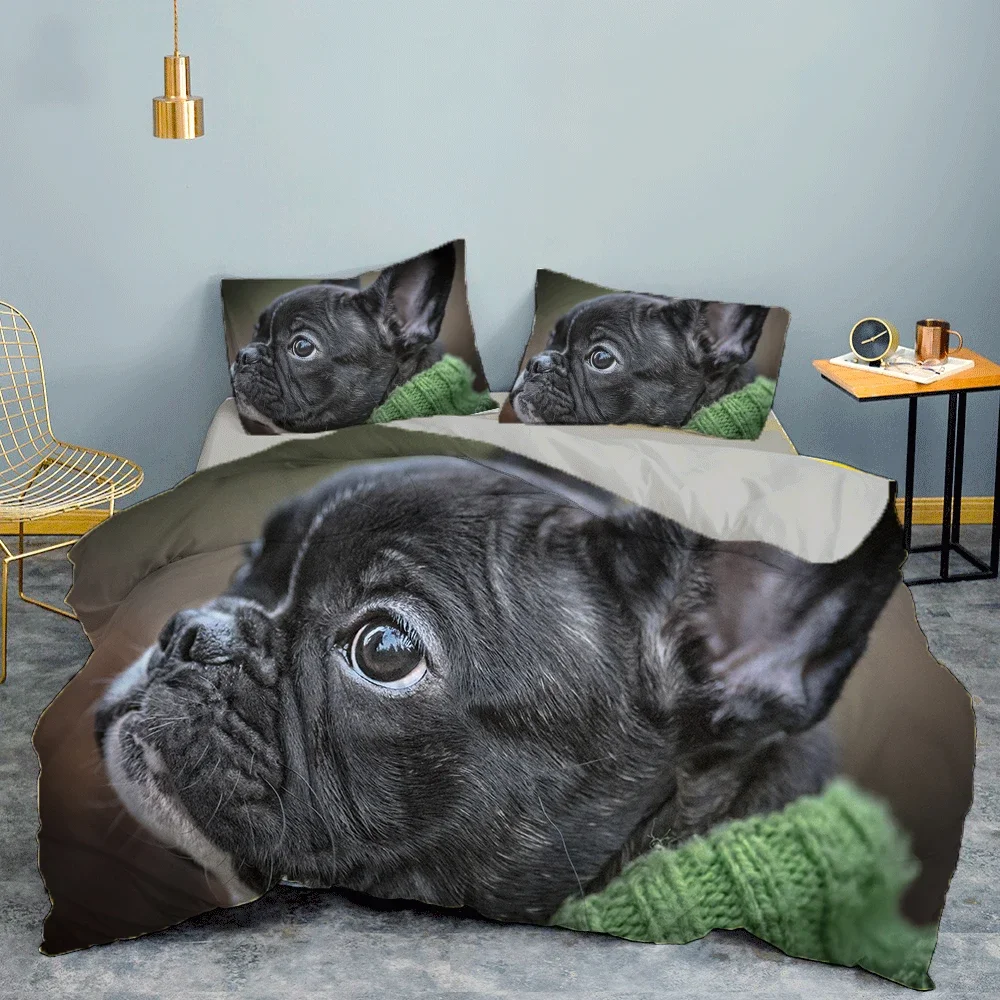 

French Bulldog Printing Children Kids Bedding Sets Polyester Duvet Cover Pillowcase Queen King Size Cute Pet Puppy Quilt Cover