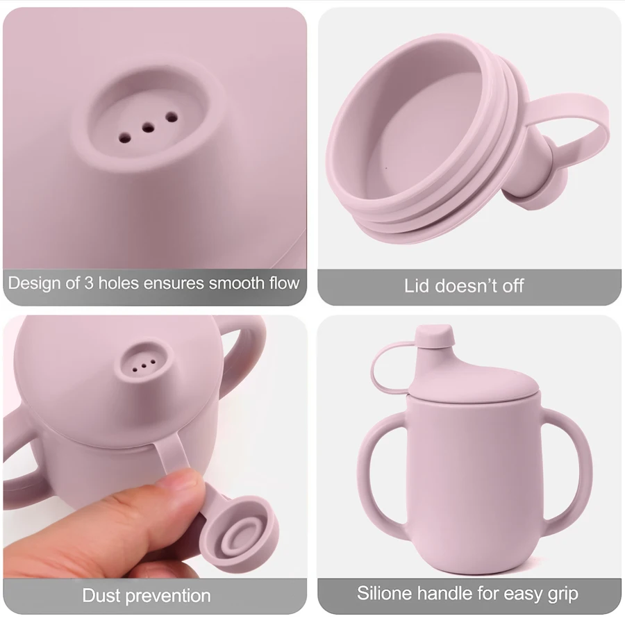 1PCS Kids Silicone Training Baby Sippy Cup Feeding for Children Drinking With Dust Lid Toddler Cups Water Bottle Baby Stuff
