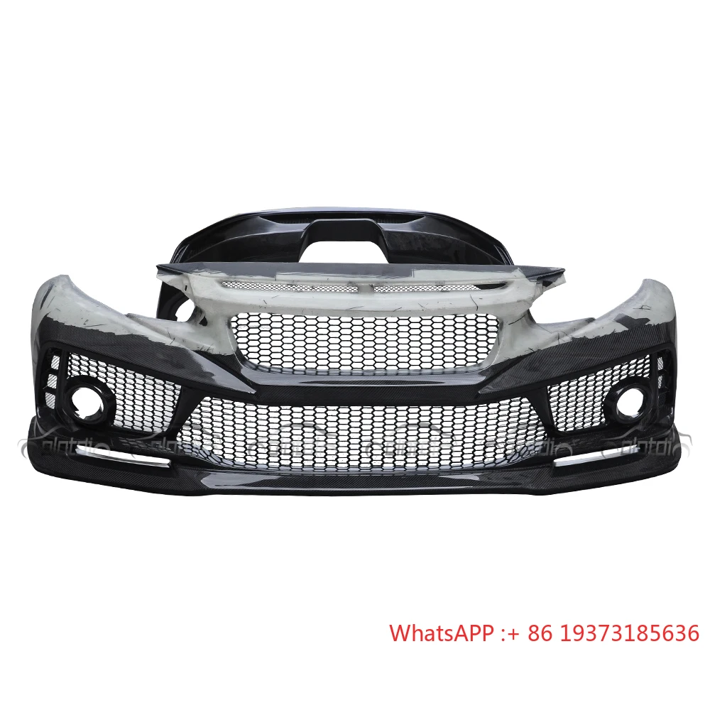 10TH FK8 SPOON Style Body Kits 1 Set Carbon + FRP Front Bumper Lip Spoiler Rear Bumper Diffuser for Auto Upgrade