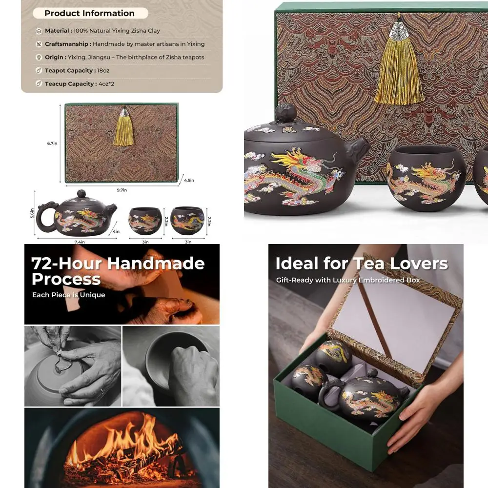 

Large 18oz Purple Yixing Clay Teapot Set - Color-Changing Chinese Tea Kettle with 2 Cups, Luxury Gift Box for Tea Enthusiasts