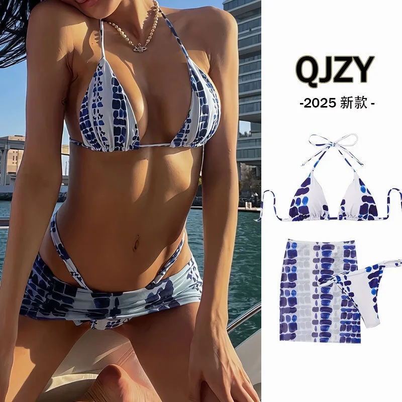 

3 шт., стринги, бикини 2025, женские купальники с платьем, женский однотонный купальник, пляжная одежда, купальный костюм, летний