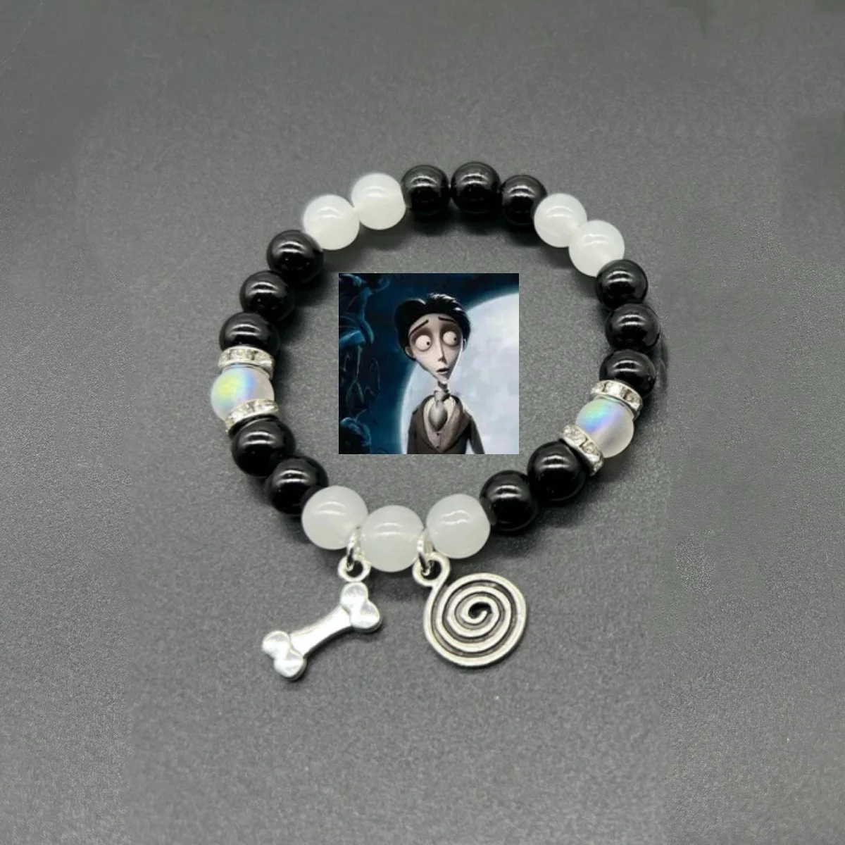 Corpse bride inspired matching bracelets Y2K Jewelry Handmade Couple Beaded Bracelets Charm Jewelry Festival Gifts For Friends