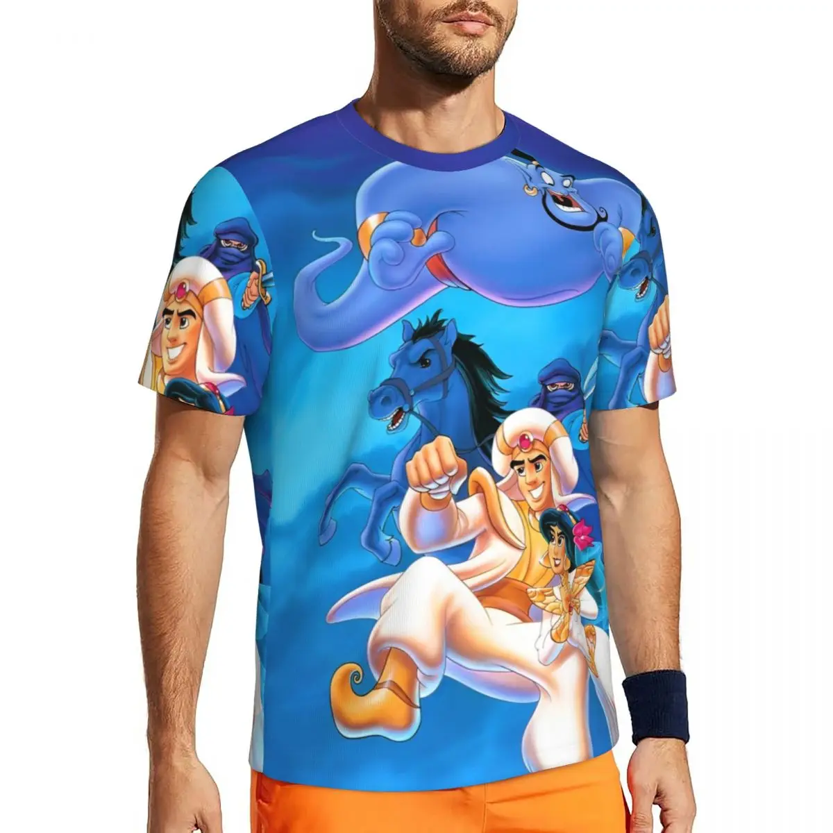 

Men's T-Shirt Aladdin Jasmine Cartoon Washed T Shirts Trendy Cool Beach Tee Shirt Awesome Print Cotton Tops Gift Idea