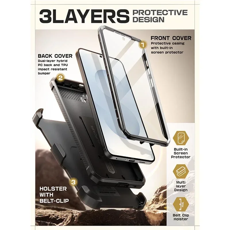 SUPCASE Etui UB Pro Heavy Duty Rugged do Samsung Galaxy S25 FE z wbudowaną osłoną ekranu, klipsem do paska i podstawką — zdjęcie produktu 6
