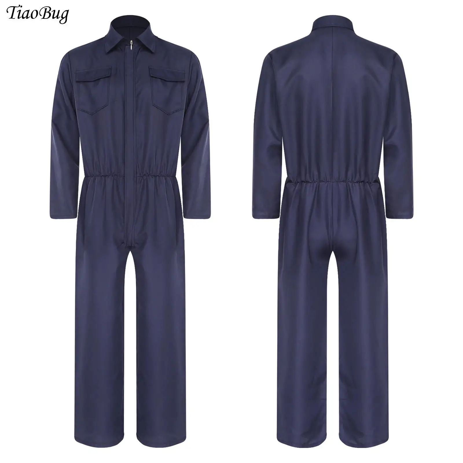 

Work Overall Uniform for Men Women Coveralls Long Sleeve Zipper Turn-Down Collar Jumpsuit Car Repair Workshop Mechanic Unitards