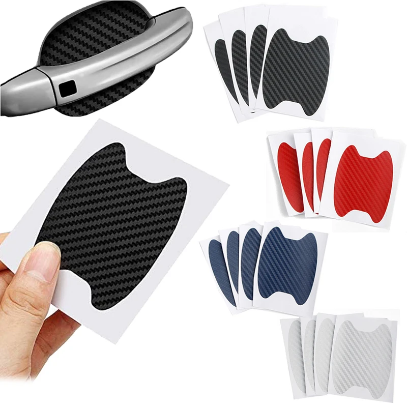 4Pcs/Set Car Door Handle Sticker Carbon Fiber Scratches Resistant Cover Auto Handle Protection Film Exterior Styling Accessories