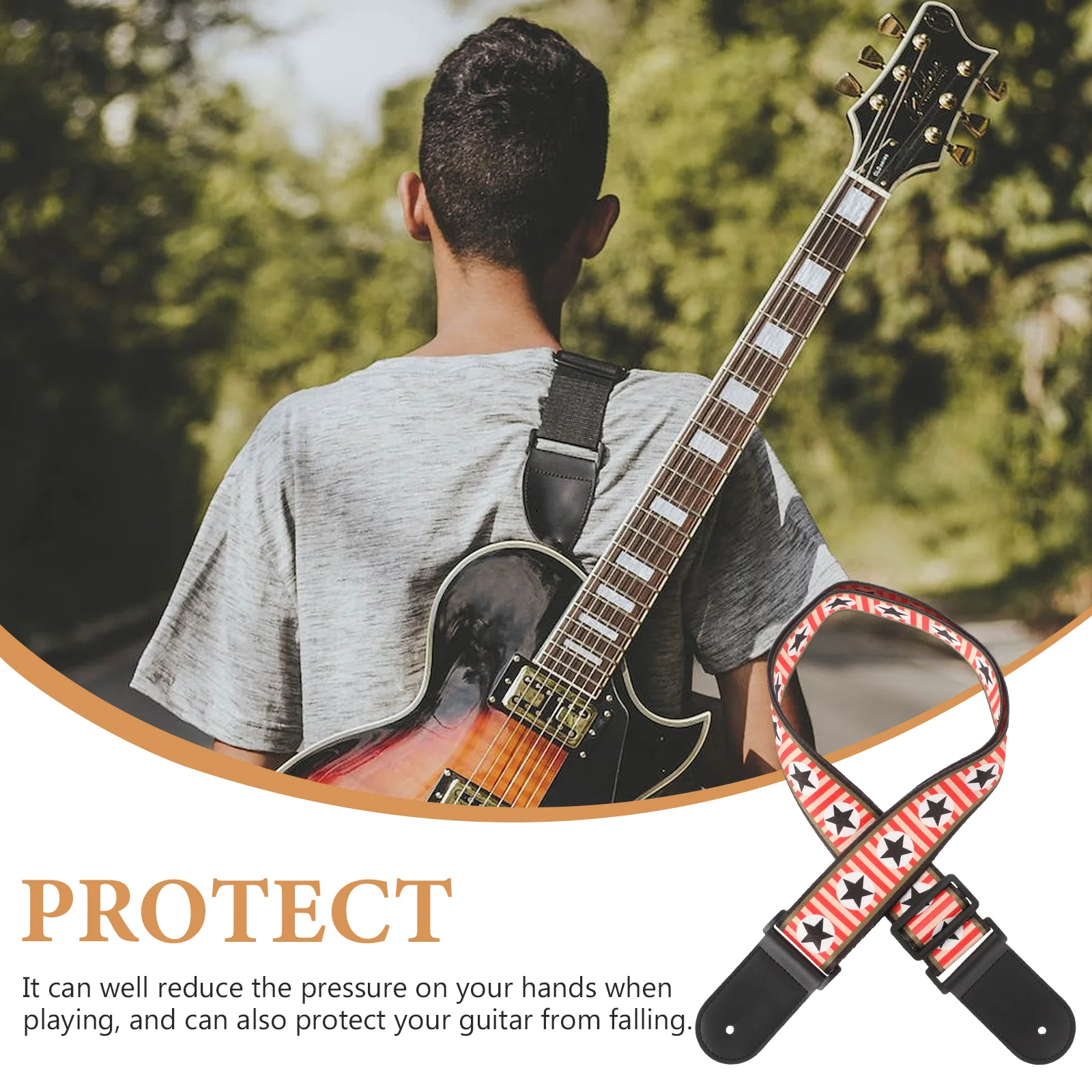 

Guitar Strap Acoustic Polyester Durable Adjustable Replacement Straps for Ukulele Bass Classical Personalized Guitar Straps Men