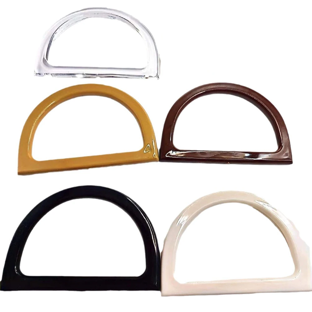 2Pcs DIY Bag Semi-Circular Handles, Flat Resin Handles, D-Shaped Handle Accessories, Suitable for Handmade Tote Bags and Wallets