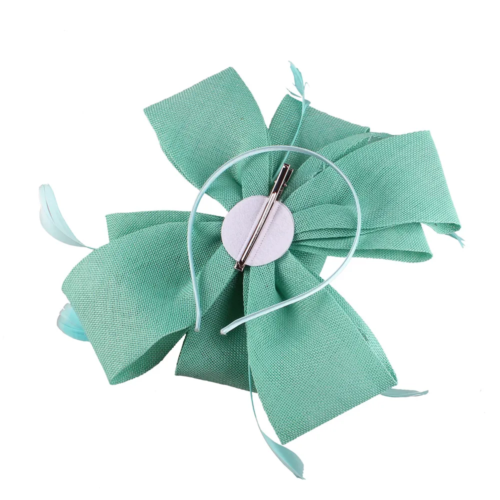 Nachahmung Sinamay Hochzeit Mesh Fascinator Für Damen Kopfbedeckung Party Frauen Braut Haar Zubehör Bogen Haar Clip Phantasie Feder – Detail 14