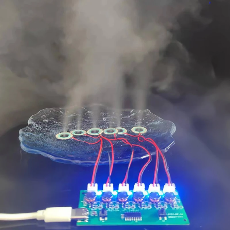 Humidifier Module DIY Kit Nebulizing Control Board Ultrasonic Nebulizer Mist Driver Circuit Board Interface 6 Nozzle