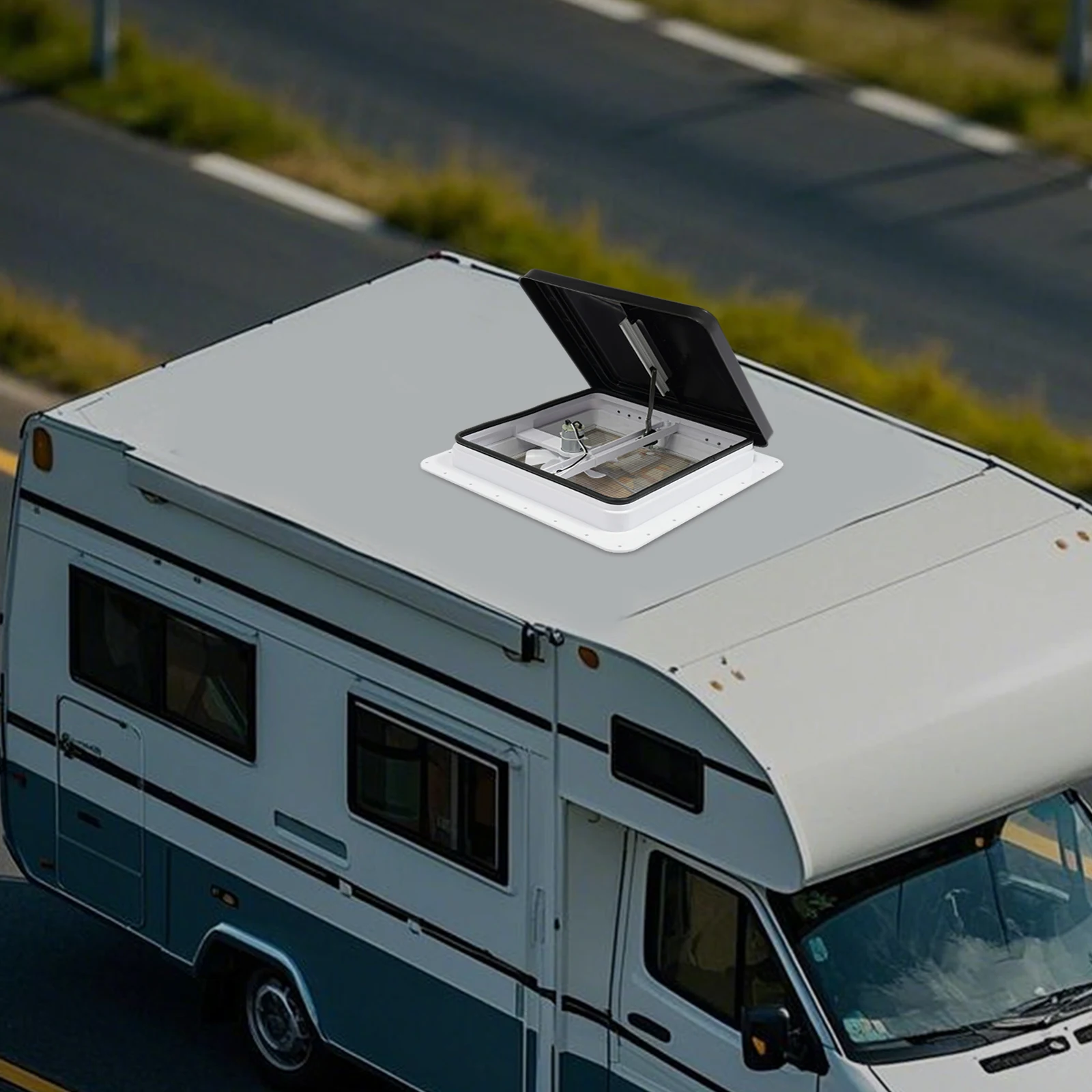 فتحة السقف قافلة سقف هود نافذة السقف كوة تنفيس للقافلة أو RV 42x42 سم مع شاشة الخصوصية للقافلة/الشاحنة/شاحنة