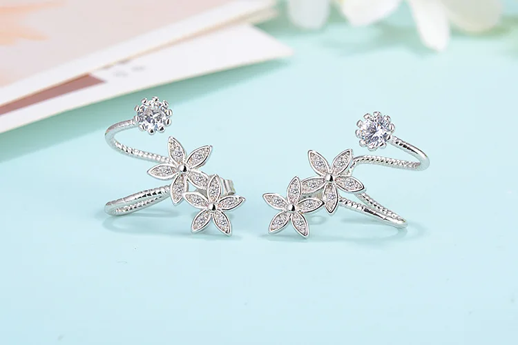 New Arrival Hot Sell Fashion Flower CZ Zircon 925 Silver Needle Ladies Stud Earrings Female Jewelry Gift Drop Shipping