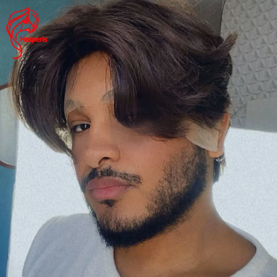 

Мужской парик Hesperis: короткая стрижка пикси, кружевная передняя часть, бразильские волосы Реми, предварительно выщипанные, с эффектом «детских волос», многослойный парик из натуральных волос для мальчиков
