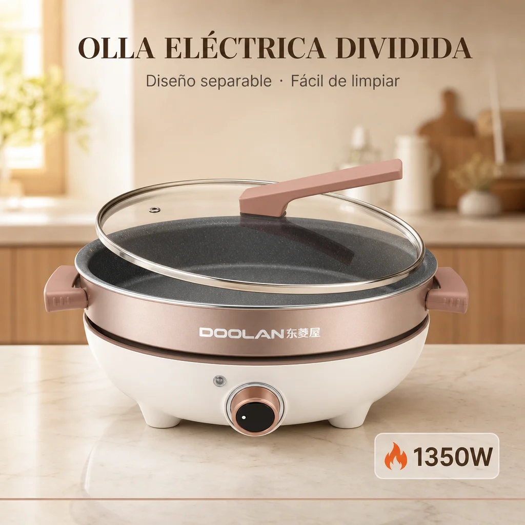 Olla eléctrica desmontable para hot pot, 30cm 1350W para cocina doméstica