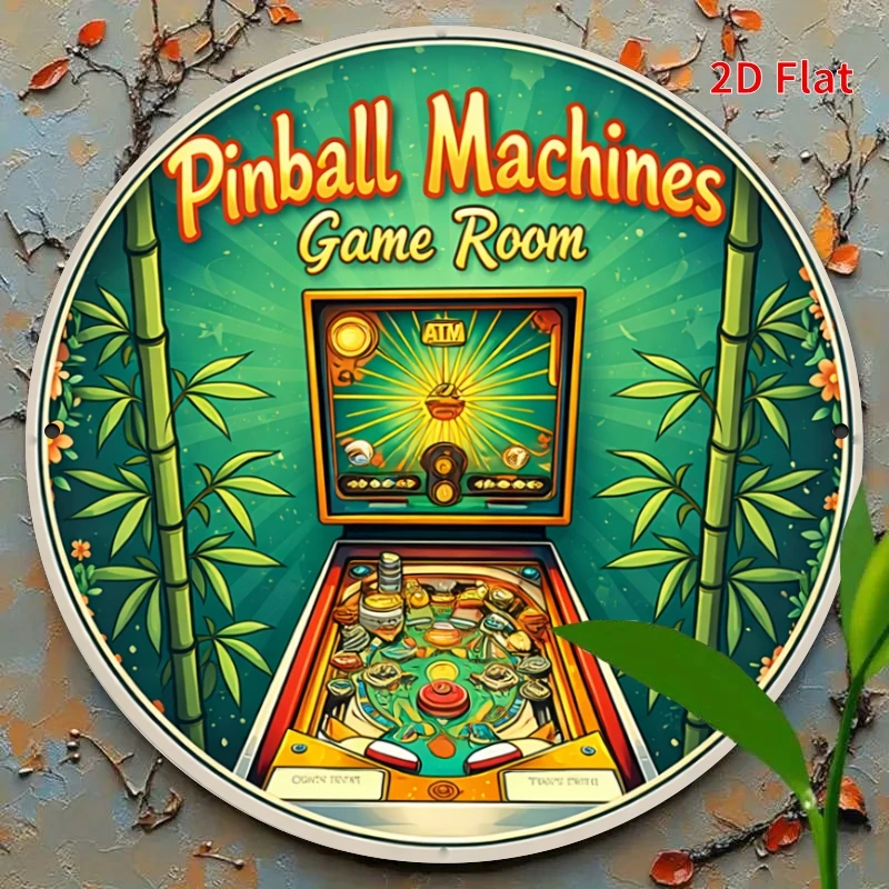2D Flat - 1pc 20X20 Cm - Tin Sign for Pinball Machines - Vintage Wall Decoration for Arcade Game Rooms And Gaming Enthusiasts