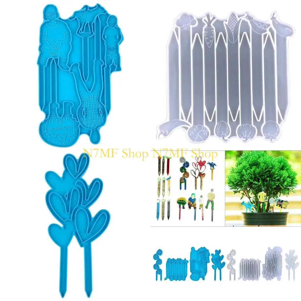 N7MF Garden Potted Plant Tag Mold Epoxy Silicone Mold Various Garden Stake Plant Mold