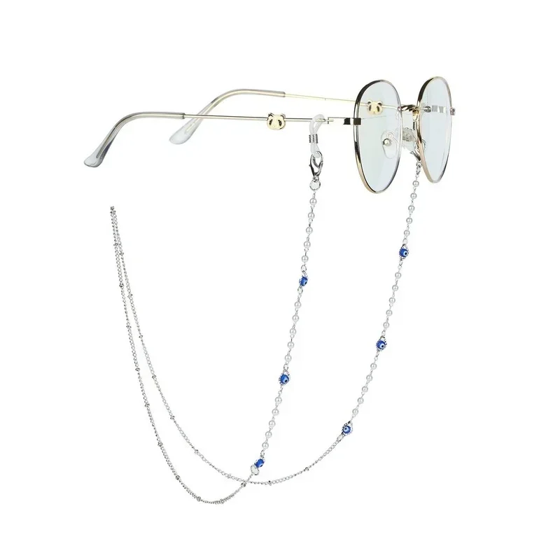 Trendy Silver Color Stars Moon Sunglasses Chain Mask Lanyard Disc Pearl Rose Flower Glasses Chain Mask Holder Jewelry for Women