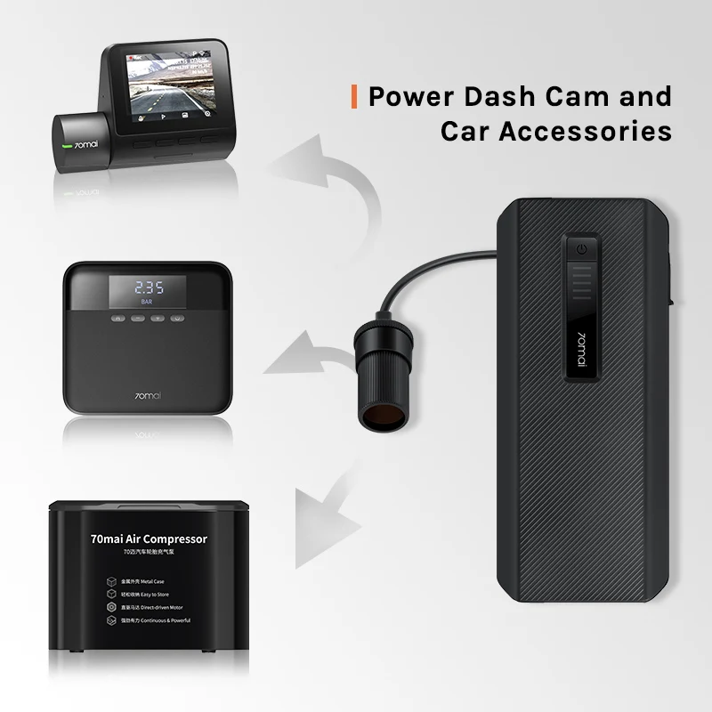 Novo 70mai jump starter max 18000mah 70mai carro jump starter 1000a power bank carro jumpstarter auto buster carro impulsionador de emergência