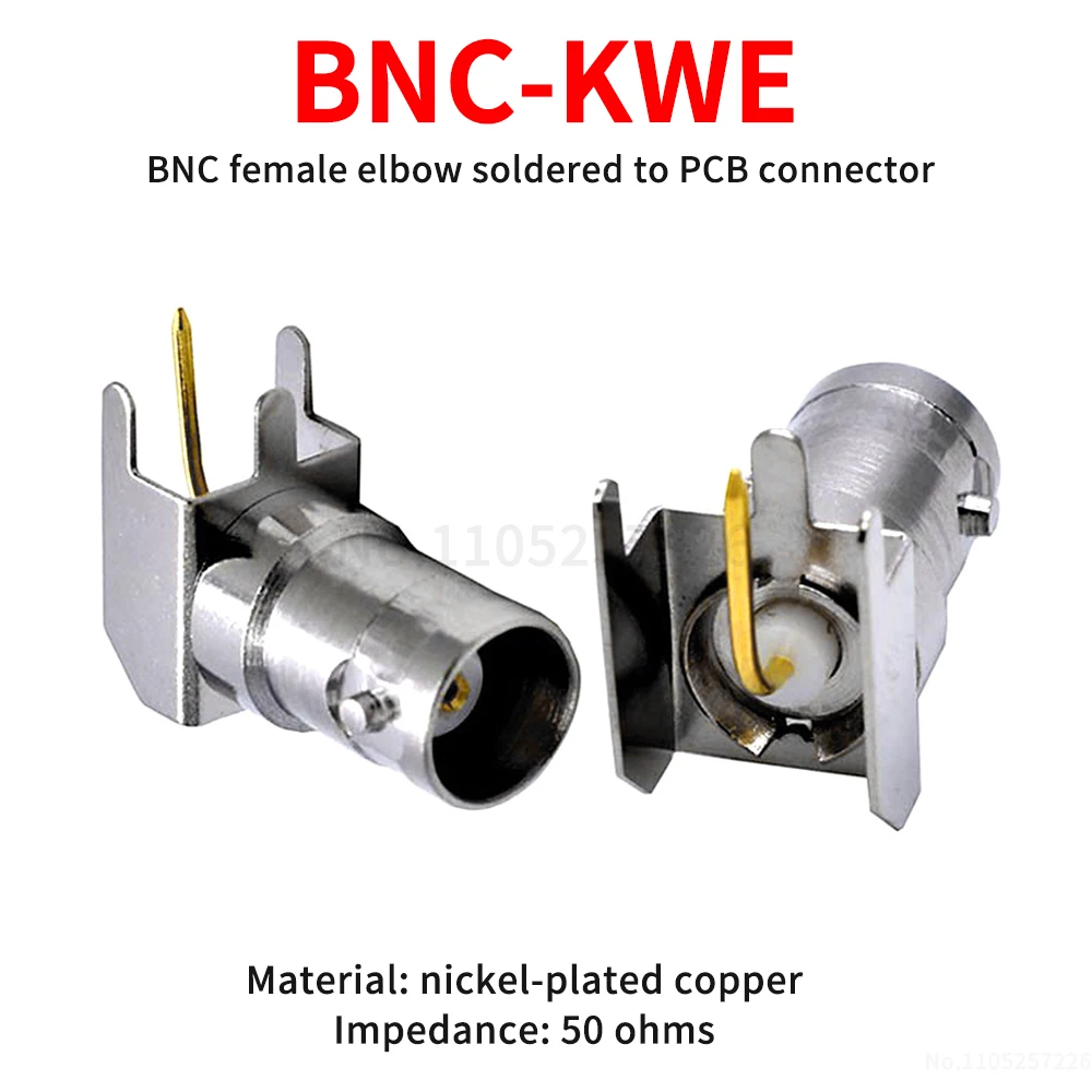 BNC-KWE RF socket BNC female elbow solder-to-PCB connector 50-ohm Q9 female socket single-port BNC connector (1 pcs)