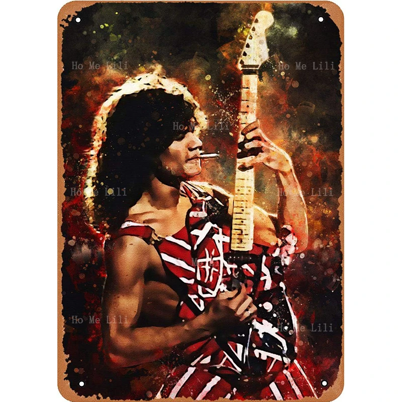 Music Eddie Halen Plaque Poster Vintage Metal Sign Retro Man Cave Wall Art Decor Gift Women Men