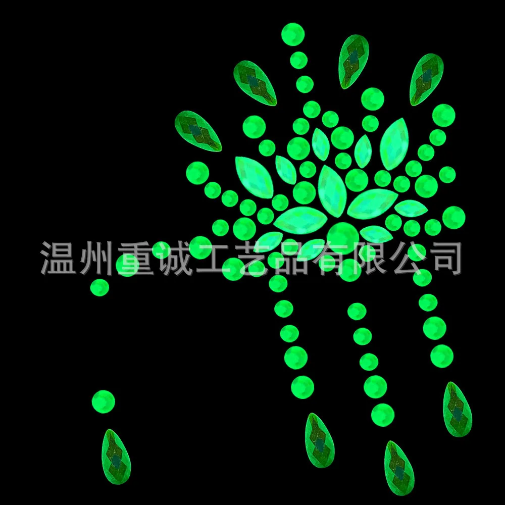 Mix and Match Glow Dark Face Gems Stickers Self Adhesive Waterproof Rhinestones for Rave Festival Halloween Stage Makeup view 6