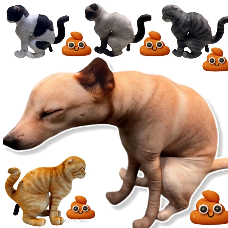 Lifelike Funny Squatting Pooping Dog Plush Toy Realistic 3D Printing Poop Cat Home Decor Stuffed Pillo Gift Cartoon Cushion Gift