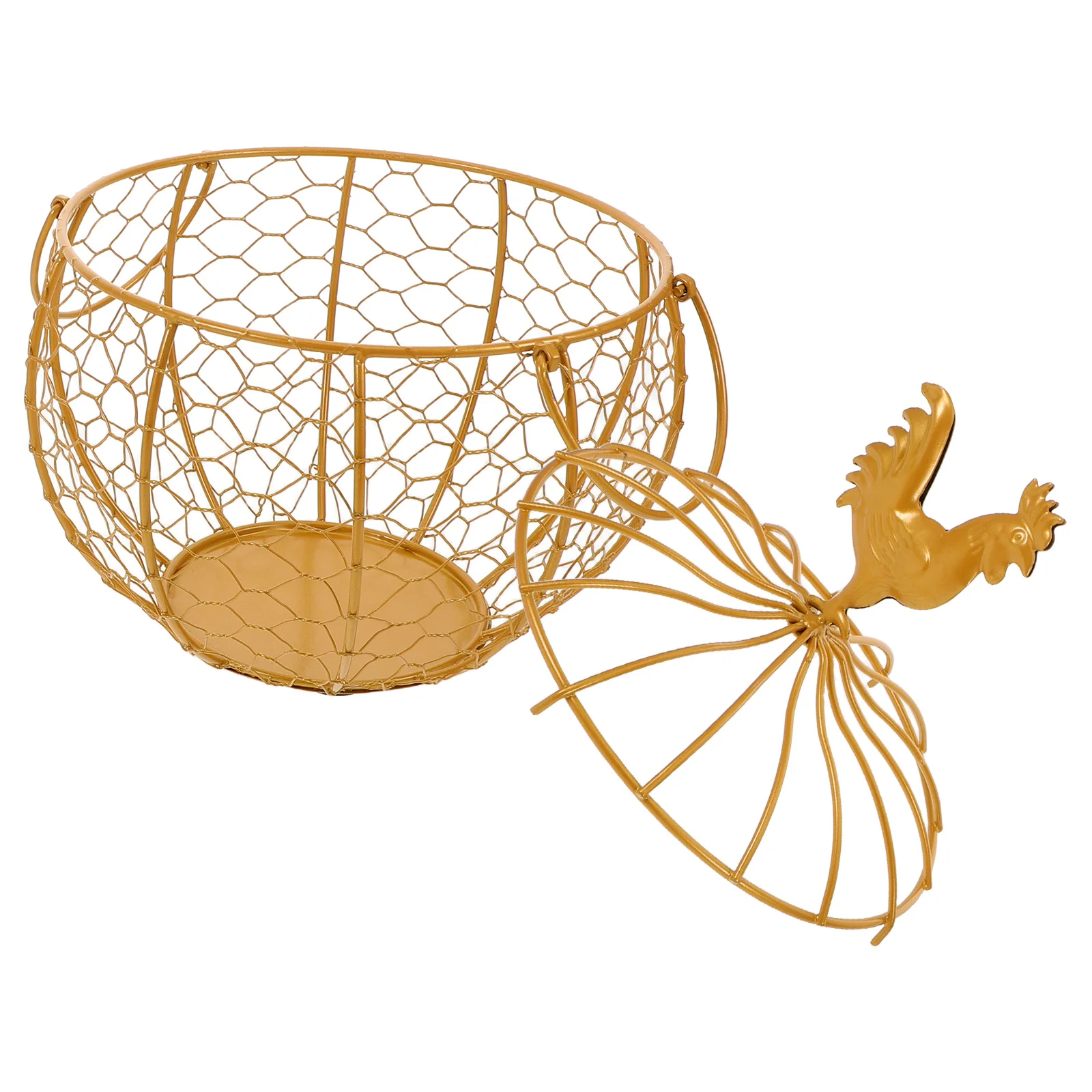 

Golden Iron Egg Basket Metal Wire Storage Bin Round Countertop Organizer For Kitchen Farmhouse Table Centerpiece