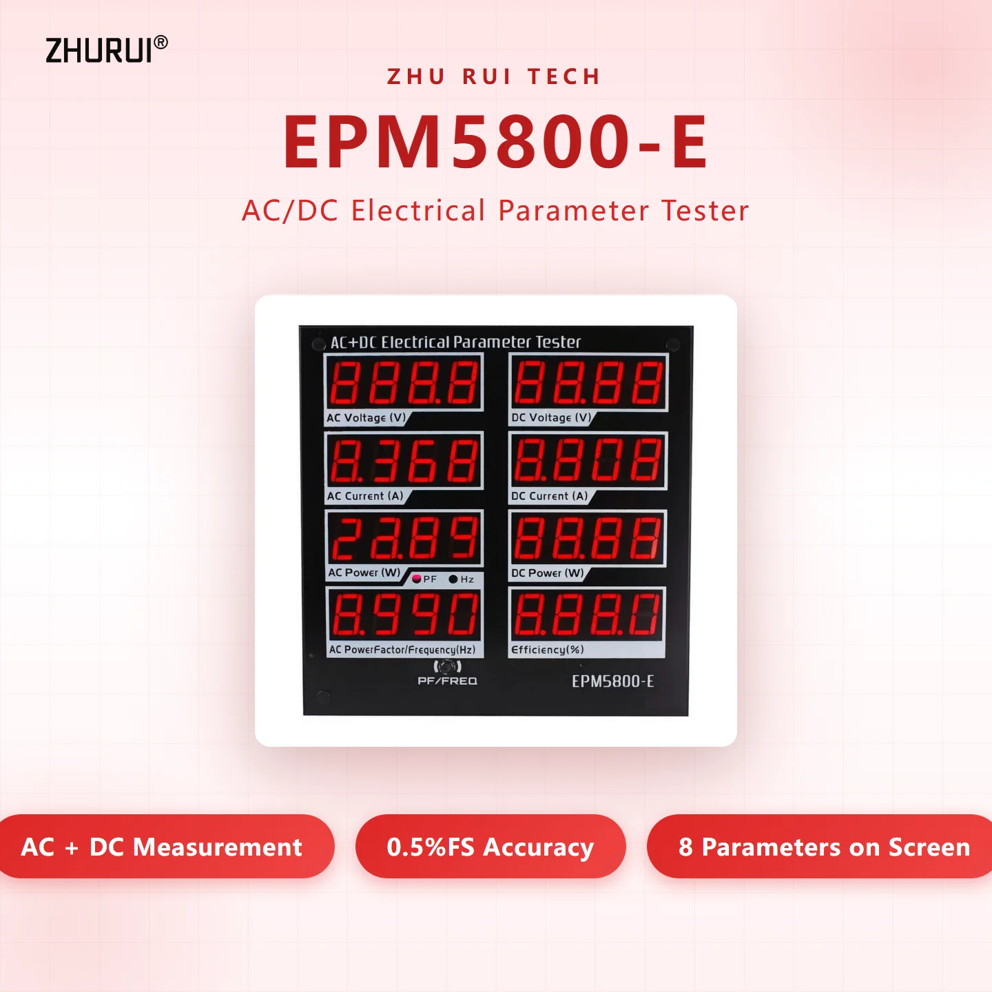 AC220V/DC300V/10A Power Meter/Watt Meter Voltage Current Tester Power Supply Efficiency Driver Test EPM5800-E
