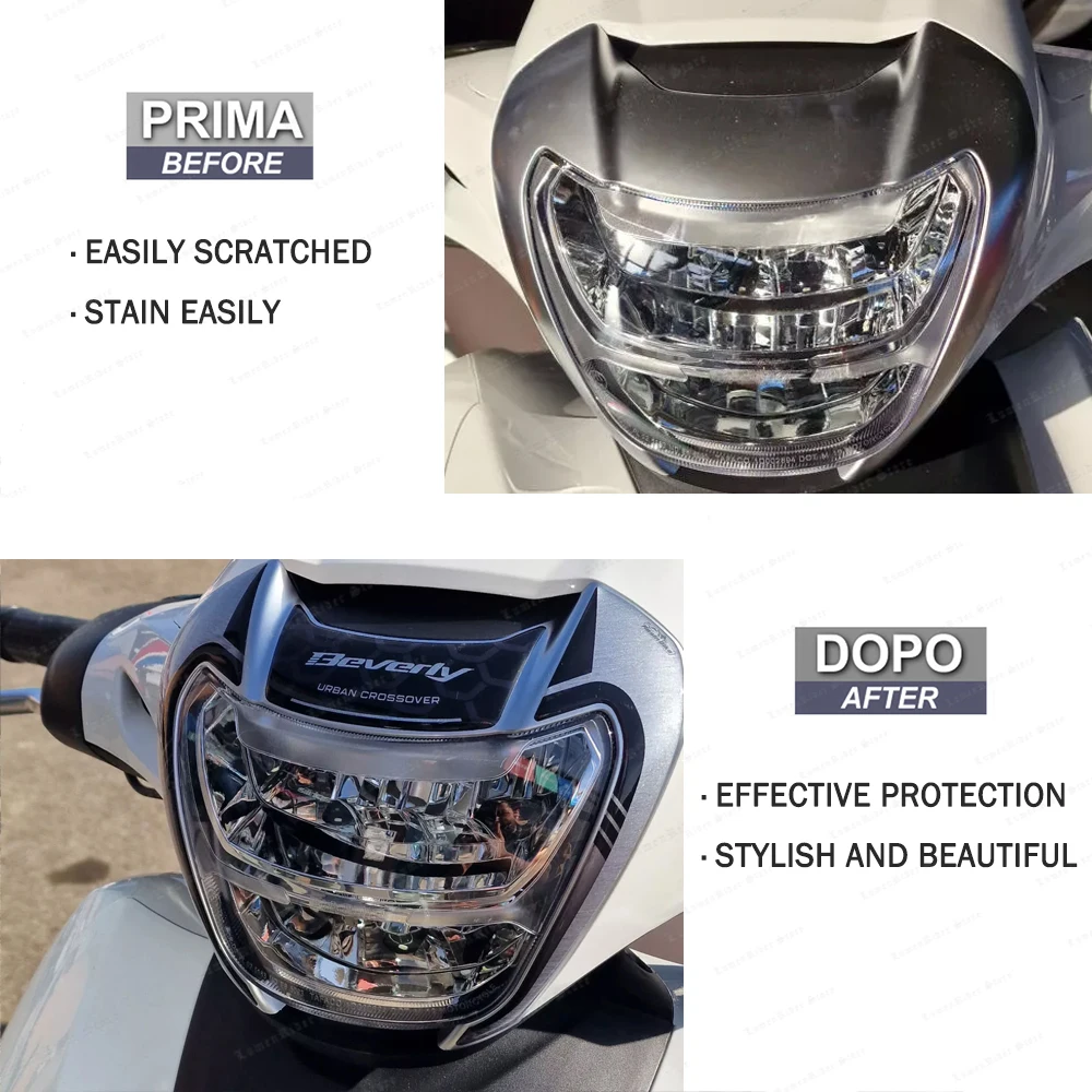 For  Beverly 300 and 400 2022 Motorcycl Headlight Protection Sticker 3D Resin Waterproof Anti-scratch Protection Decal