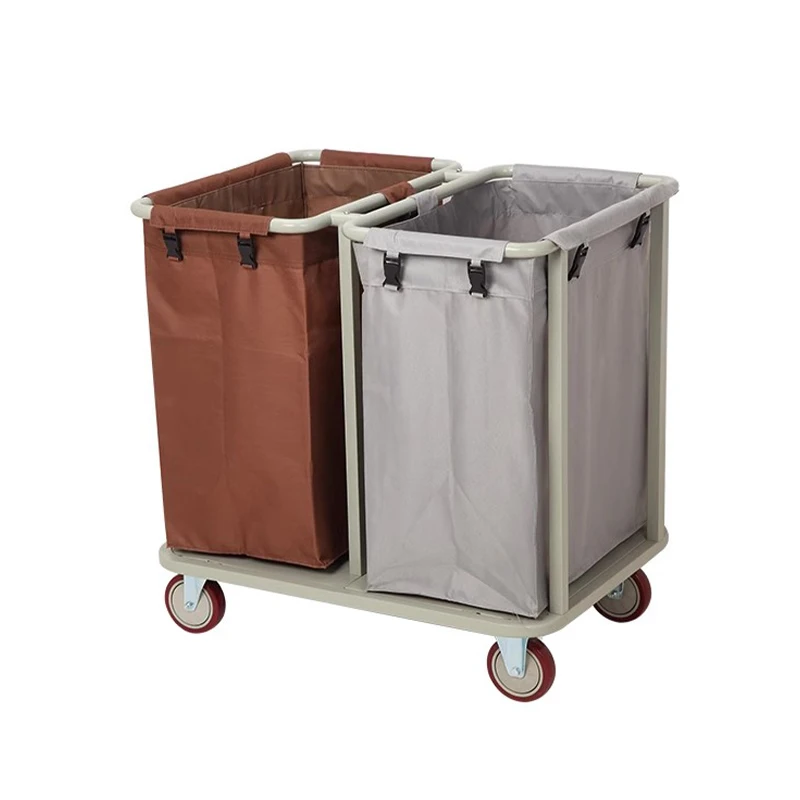 Multifunctional Rolling Linen Sorter Cart Hotel Laundry Housekeeping Cart Trolley For Room Cleaning