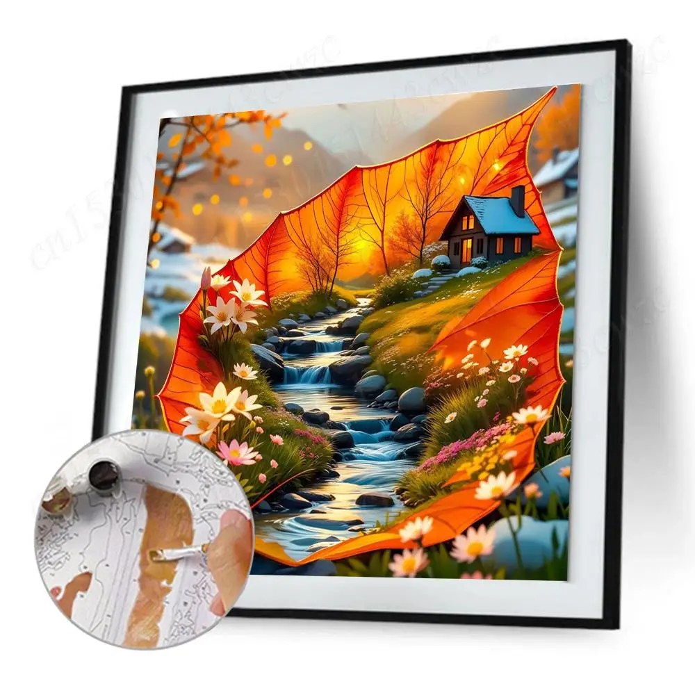 

Landscape DIY No Frame Acrylic Paint-By-Number Kit 40*40cm Acrylic Paint By Numbers Kit on Canvas for Adults Gifts Home Decor