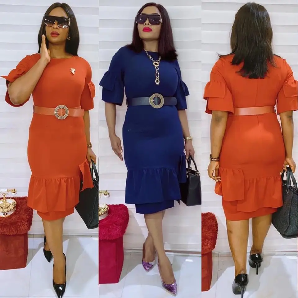 2022 New Arrival African Style Short Sleeve Casual Midi Dresses For Women Wholesale China