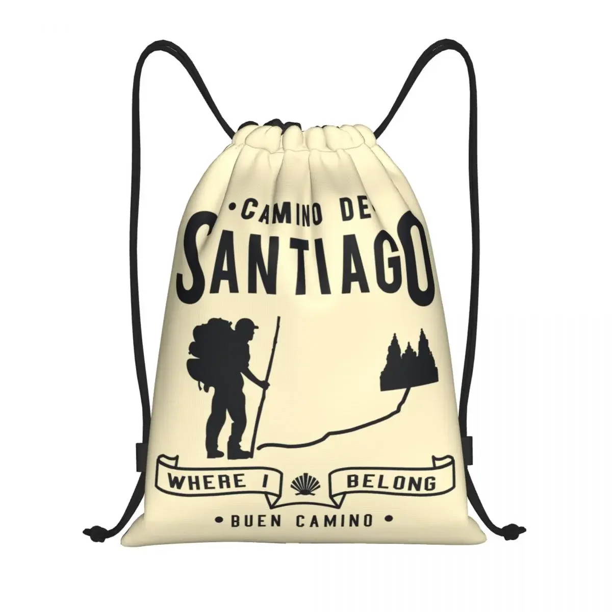 

Custom Buen Camino De Santiago Drawstring Bags for Training Yoga Backpacks Women Men Compostela Peregrino Sports Gym Sackpack