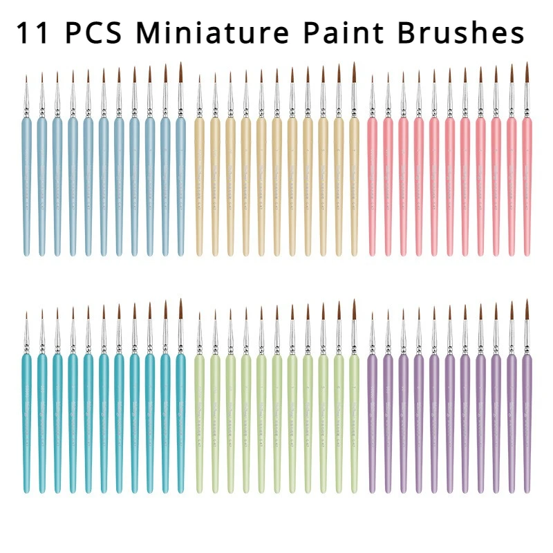 

11 PCS Miniature Hook Line Pen Art Painting Brushes Weasel Hair Paint Brush Gouache Watercolor Oil Paints Artists Hand Painted