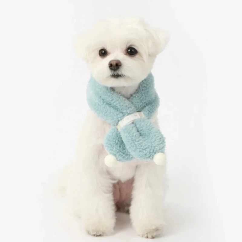 Warm Pet Lamb Fleece Scarf Dog Hair Ball Necklace Cat Supplies Dog Dog Cat Winter Warm Scarf Candy Color Pet Fleece Scarf Puppy