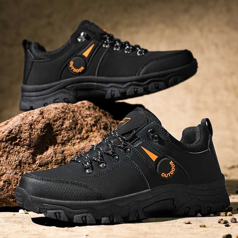 YRZL Outdoor Hiking Boots Men Waterproof Anti Skid Trekking Shoes Winter Non Slip Shoes Comfortable Durable Thick Sole Men Shoes