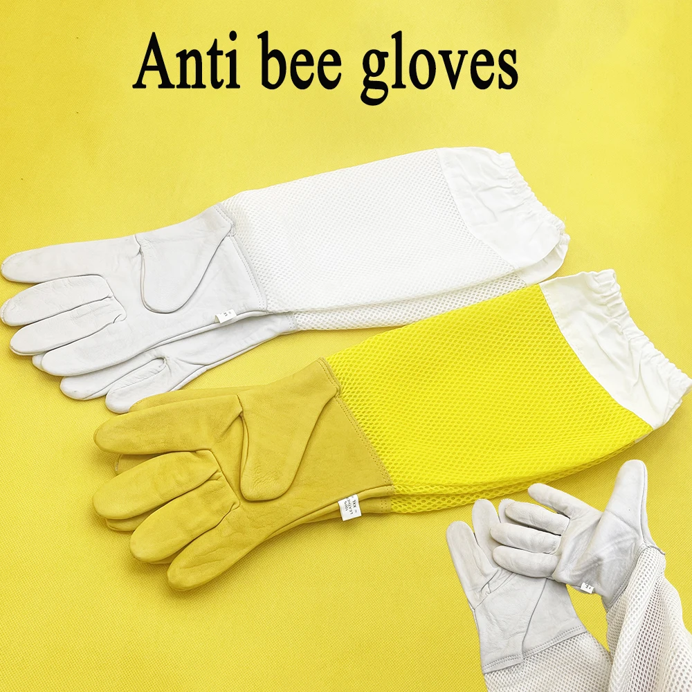 5pair Beekeeper Anti Bite Protective Glove Long Sleeve Sheepskin Anti Bite Breathable Ventilated  Beekeeping Tools Supplies