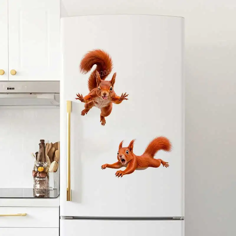 Funny Squirrel PVC Wall Stickers Self-Adhesive Toilet Cover Decals for Bathroom Home Decor Animal Theme Door Window Decor B51