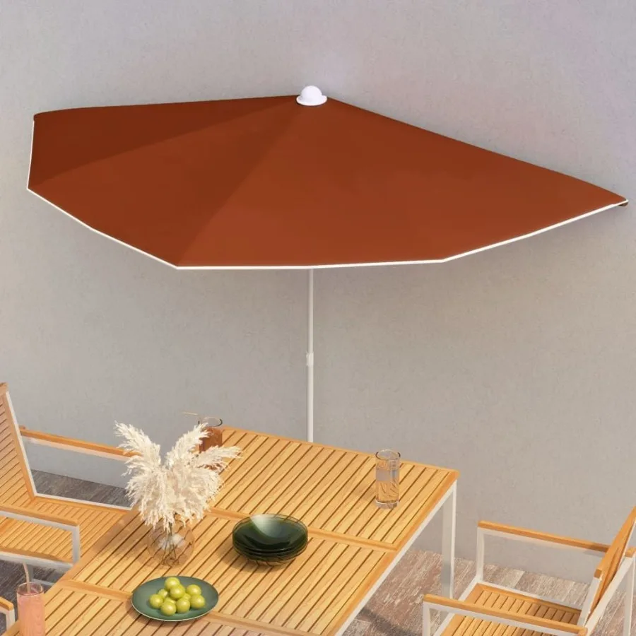 

Garden Half Parasol with Pole 70.9x35.4 Terracotta