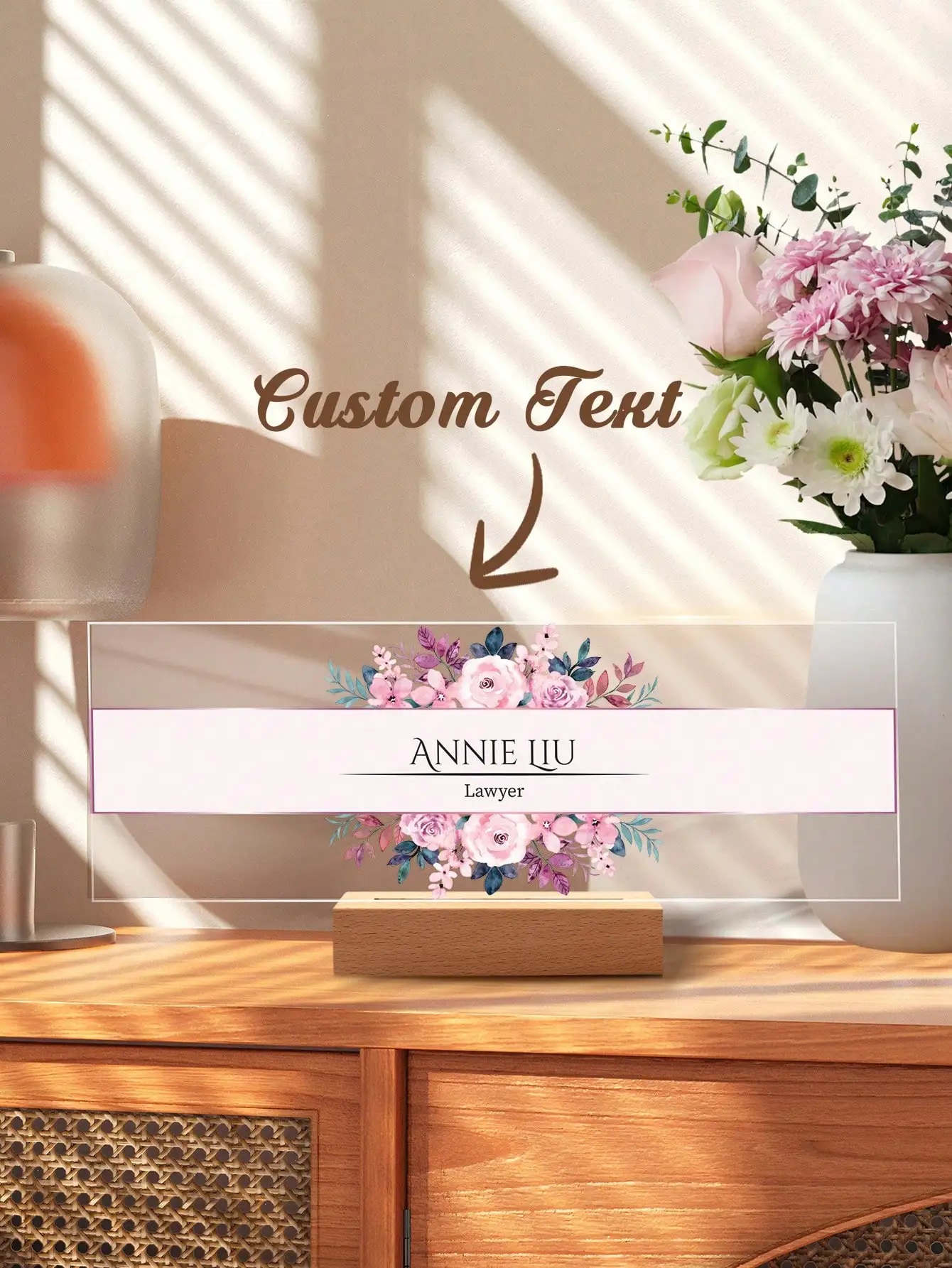 1pc Custom Acrylic Desk Nameplate With Job Title Personalized Office Decor Sign Gift For Boss Teacher Valentine Mother Father