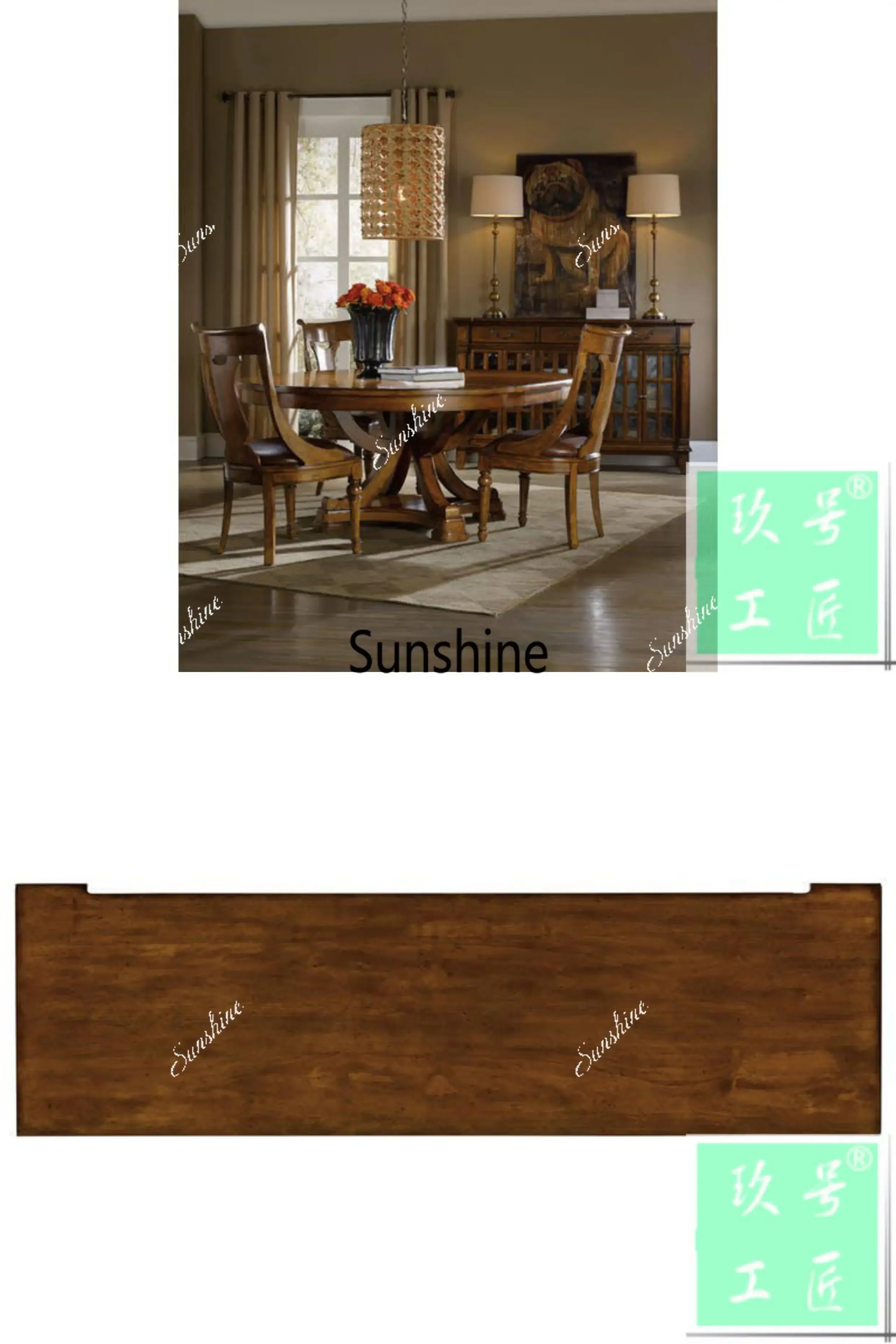 YAmerican rural classical leisure, environmentally friendly all-solid wood dining room furniture, cabinets