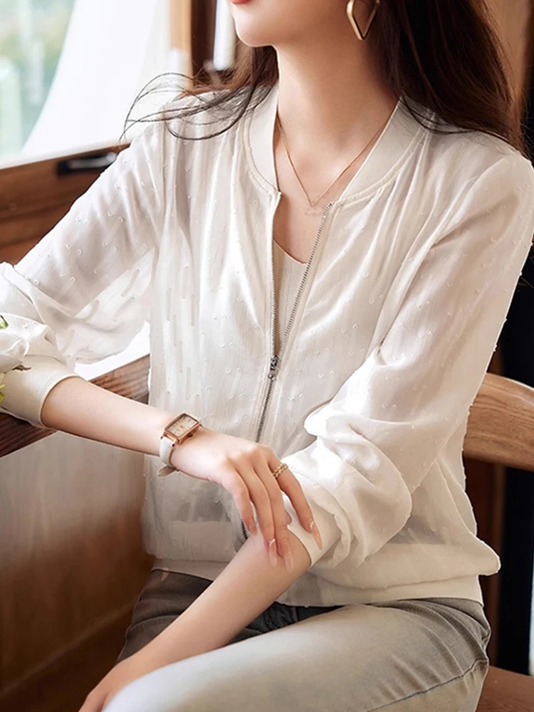 ملابس خارجية كورية بسيطة غير رسمية جديدة 2025 للسيدات بسحّاب للحماية من الشمس ملابس خارجية متعددة الاستخدامات للتخسيس الخارجي irt