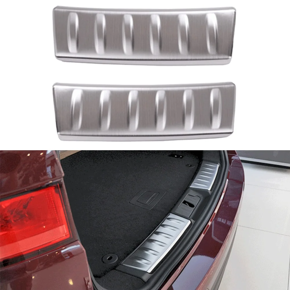 

2Pcs Stainless Steel Rear Trunk Door Sill Guard Protection Decorative Sticker Styling For Jaguar F-Pace 2016 2017 Accessories