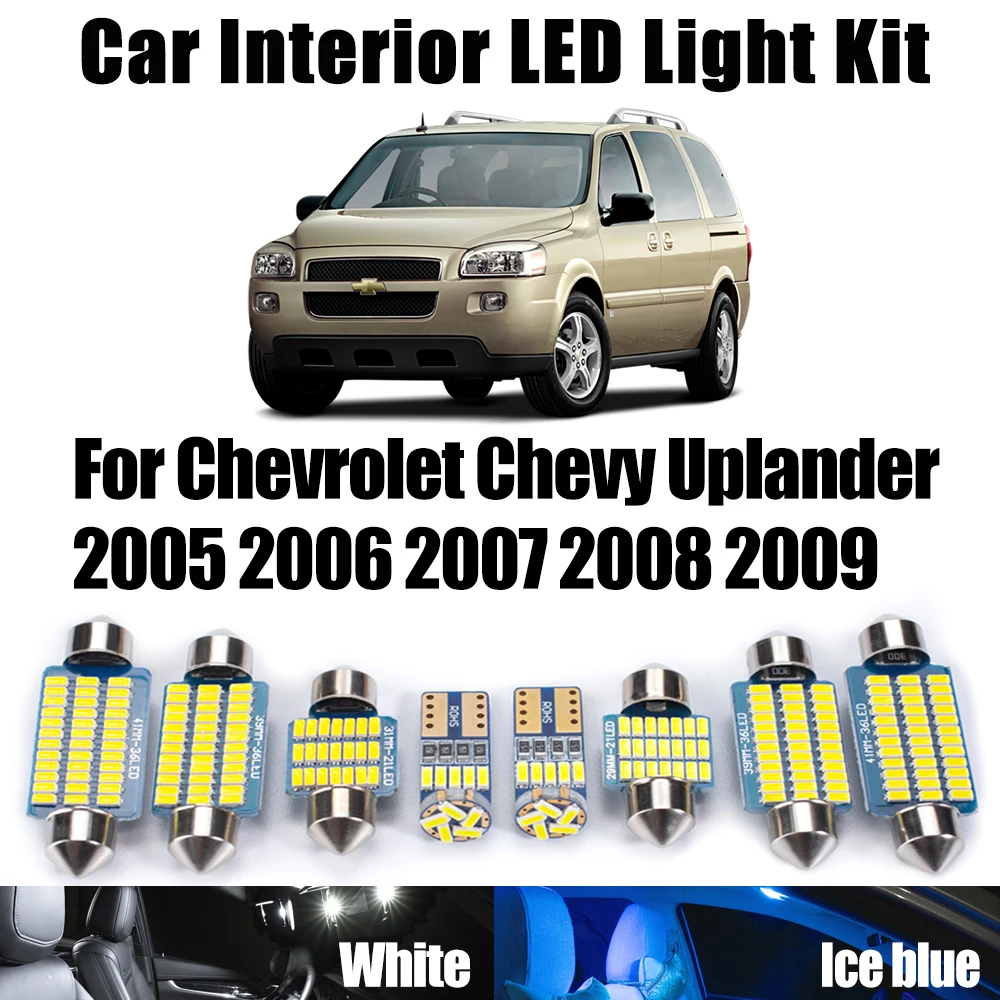 

14Pcs For Chevrolet Chevy Uplander 2005- 2007 2008 2009 Car License Plate Bulbs Canbus Vehicle LED Interior Map Dome Light Kit