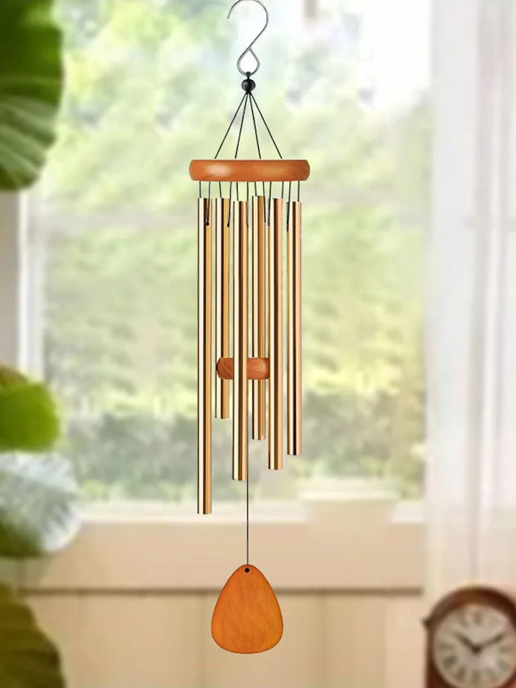 26 inch Wooden Metal Wind Chime Garden Patio Home Indoor Outdoor Decorative Modern Music Wind Bells Gift for Friend Lover Spouse
