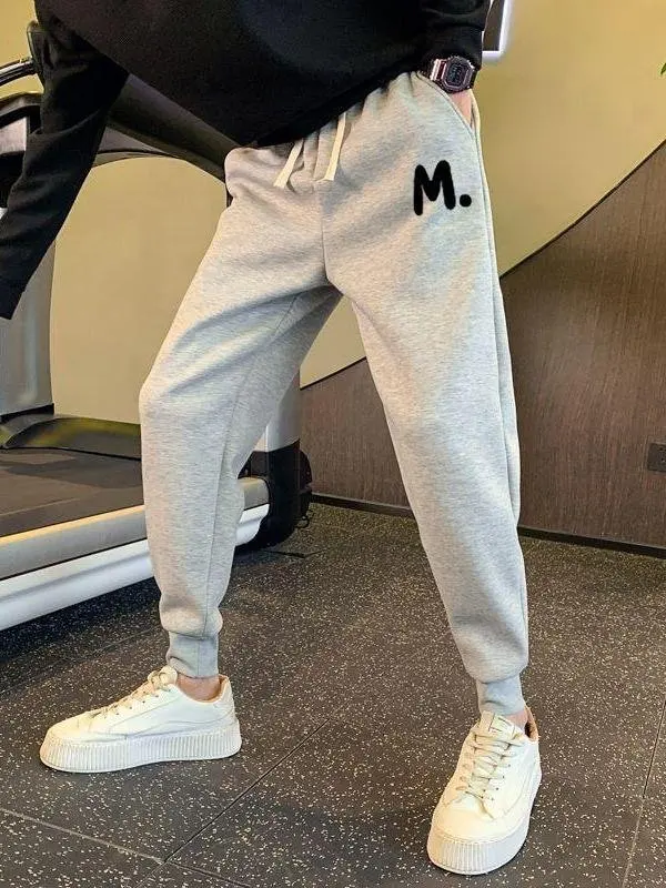 

Men's Comfortable Versatile Casual Pants Autumn Winter Thiened Sweatpants Faionable Trendy Brand Loose Fit Cuffed Trousers