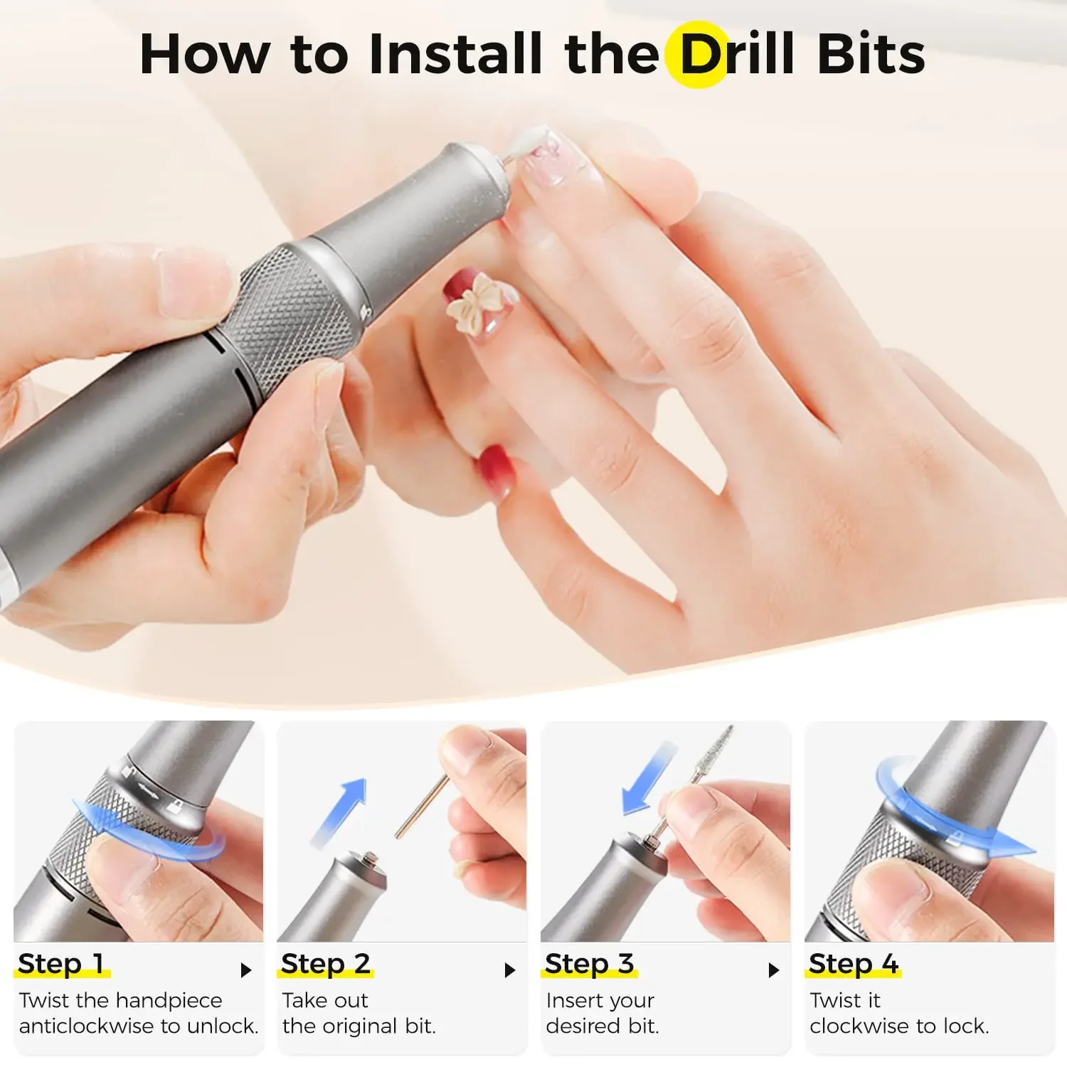 New arrival 35000 RPM Professional Efile Nail Drill Kit, Portable Rechargeable Manicure Pedicure Polishing Tools