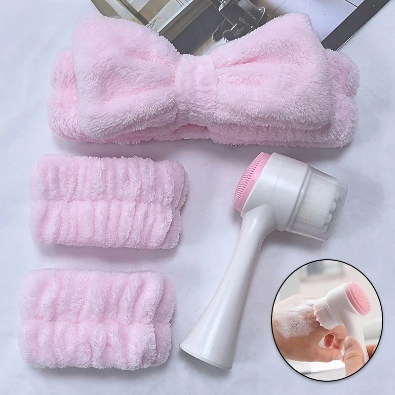 4-teiliges Komplettes Gesichtsreinigungsset Reinigungsbürste Stirnband Armband Hydrotherapie Peeling-Werkzeug zur Entfernung von Mitessern Hautpflege